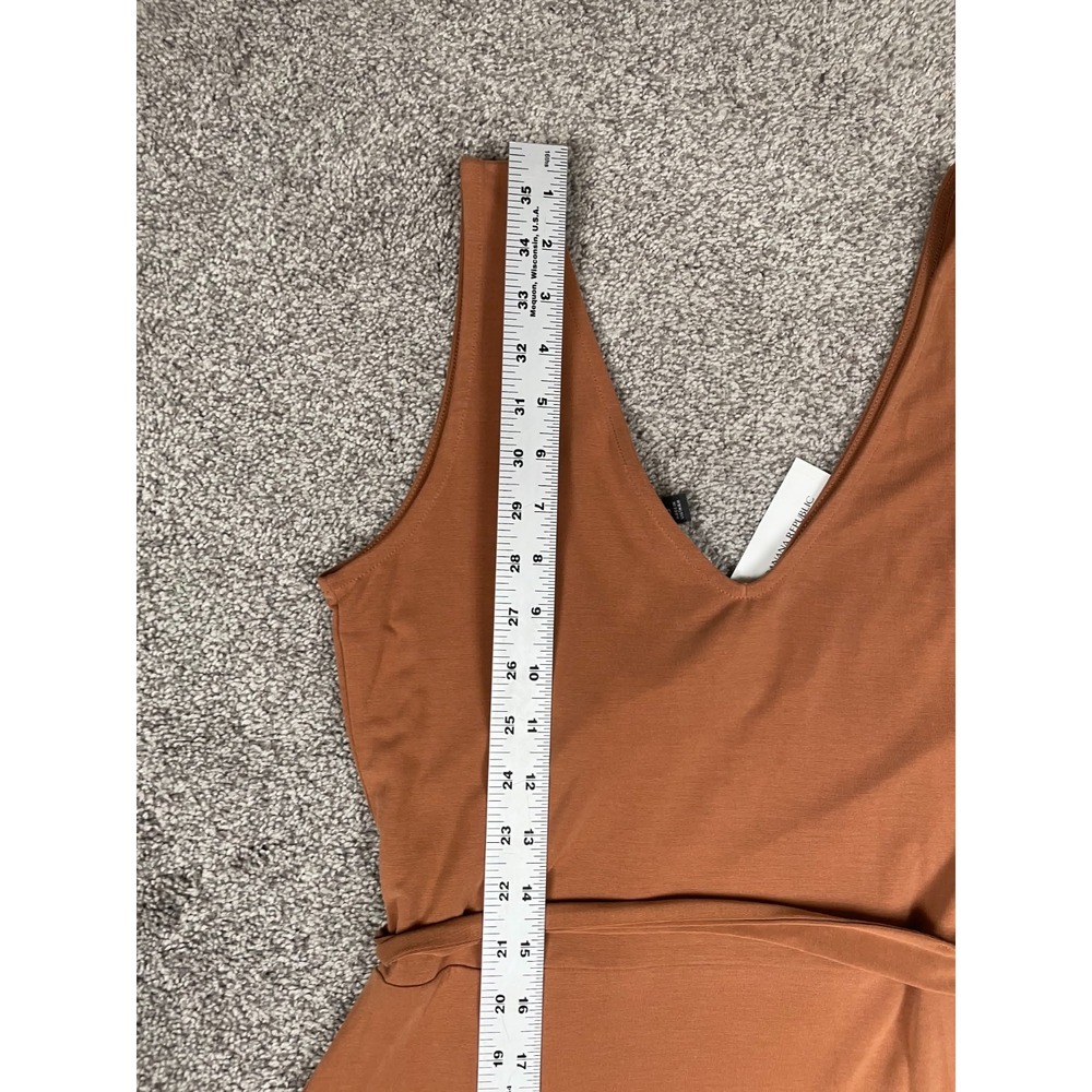 Banana Republic Dress Womens Small Orange Tank Midi Modal Belted Boho Beach NEW - Picture 10 of 11